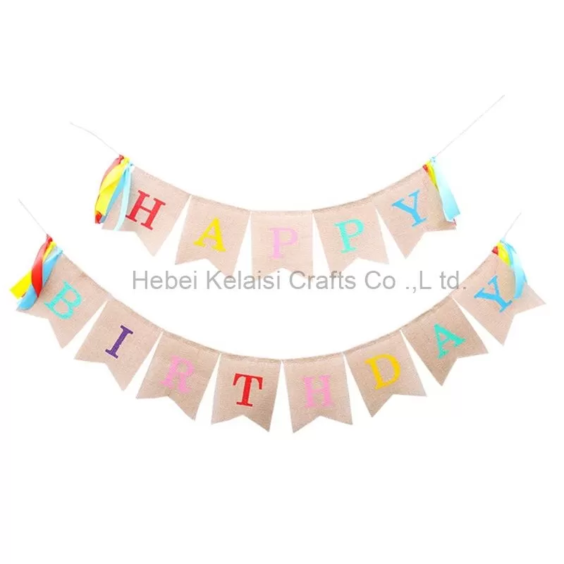 Happy Birthday Banner Linen Flag