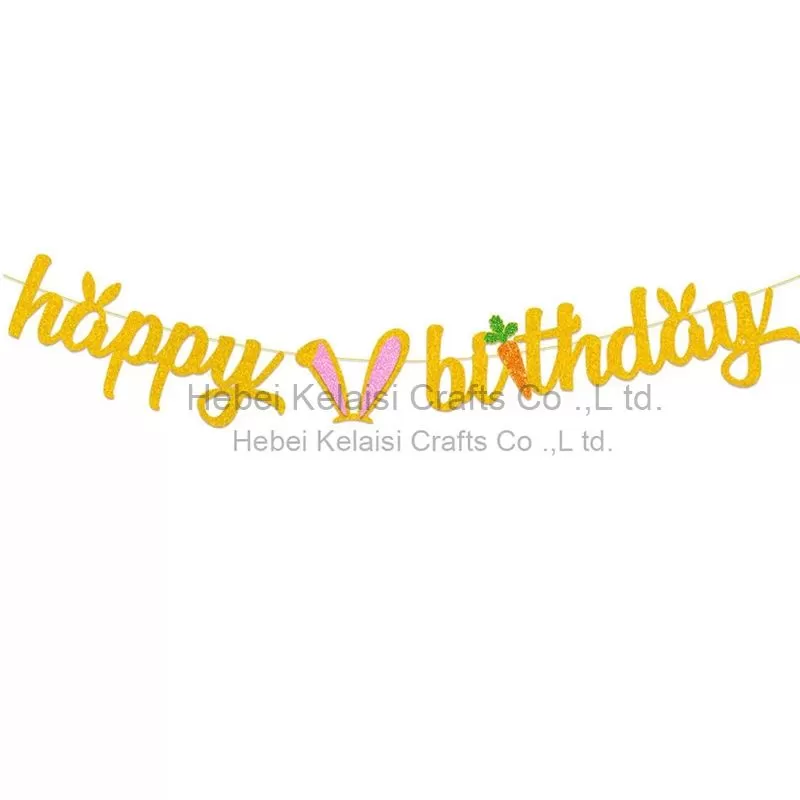 Golden Glitter Easter Birthday Banner