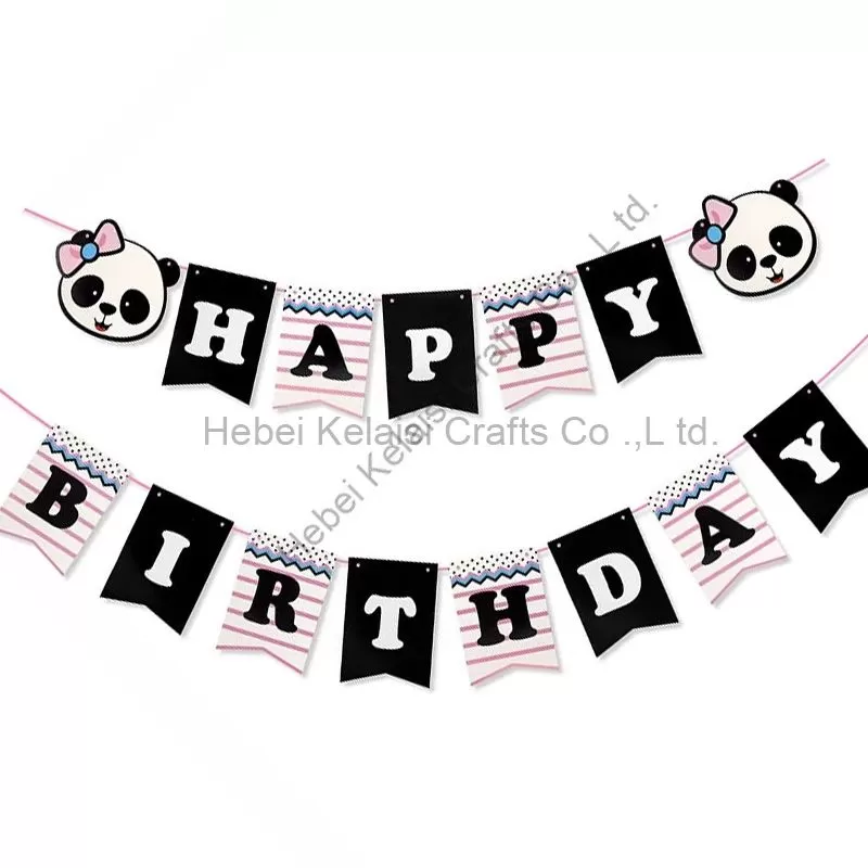 Cartoon Panda Jungle Animal Flags Banner