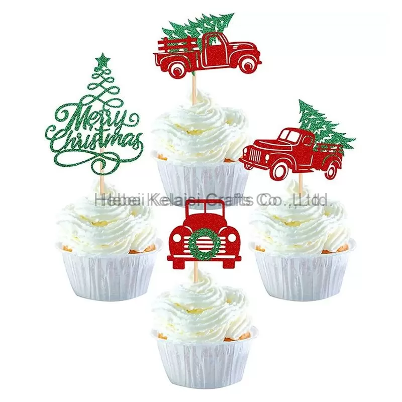 Merry Christmas Tree Xmas Theme Cake Topper