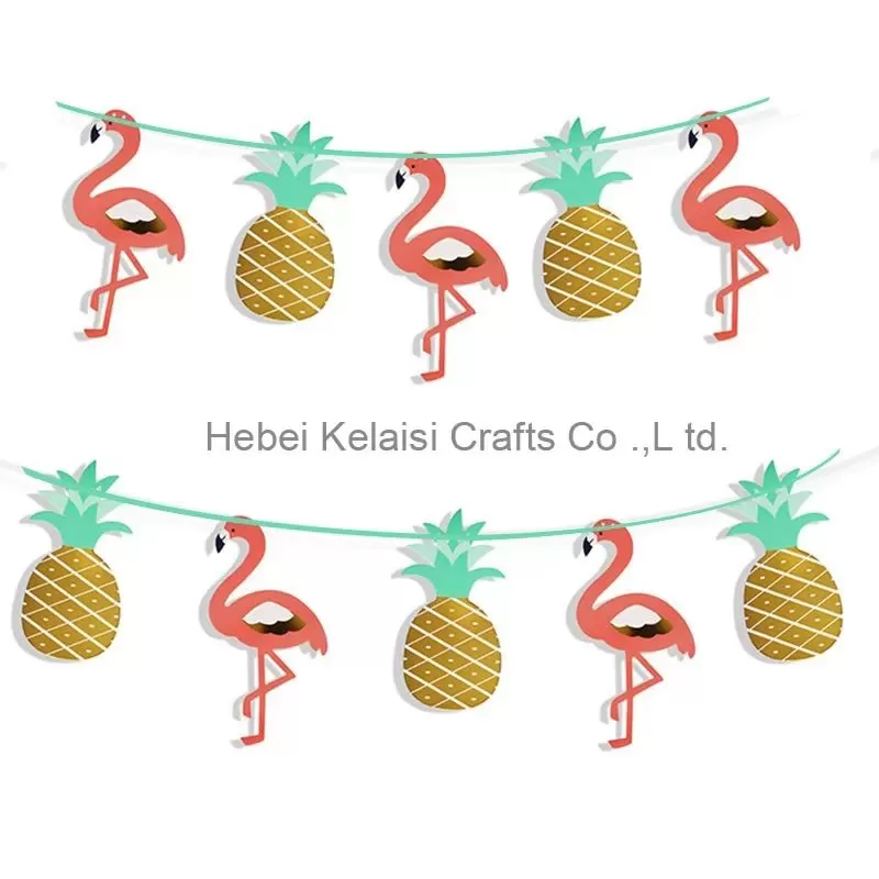 Pineapple Flamingo Banner Party Supplies Birthday Decoration