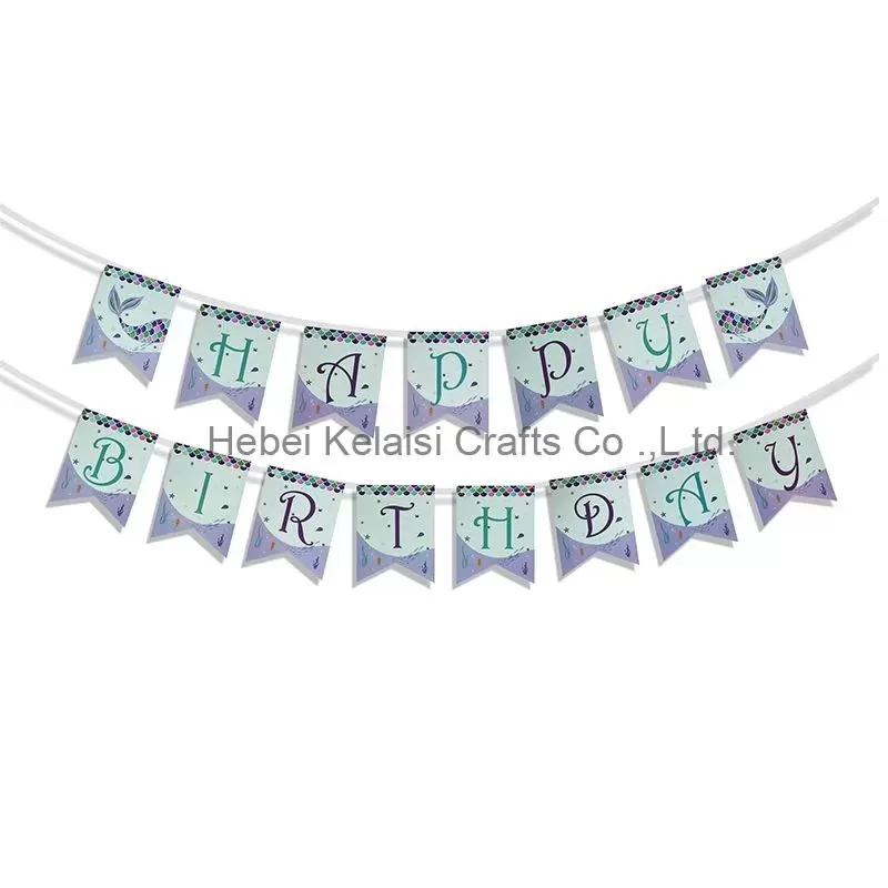 Mermaid Party Happy Birthday Banner