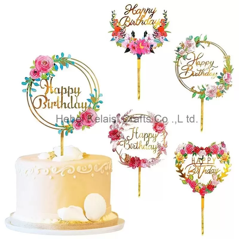 Flower Acrylic Cupcake Topper