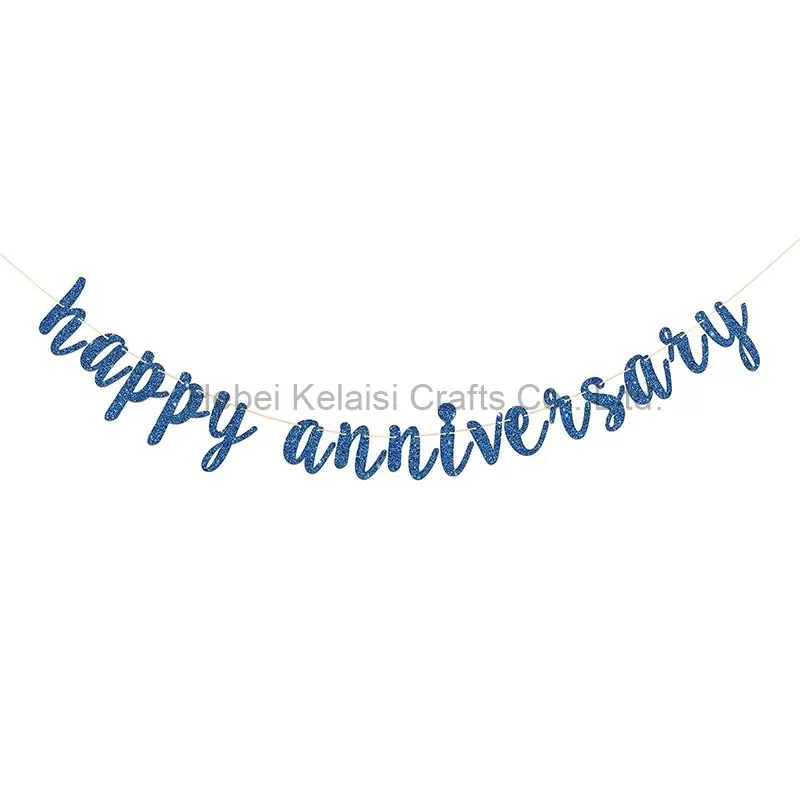 Blue Glitter Happy Anniversary Banner