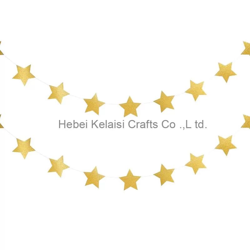 2pcs Glitter Star Garland Paper Pentagram Banner