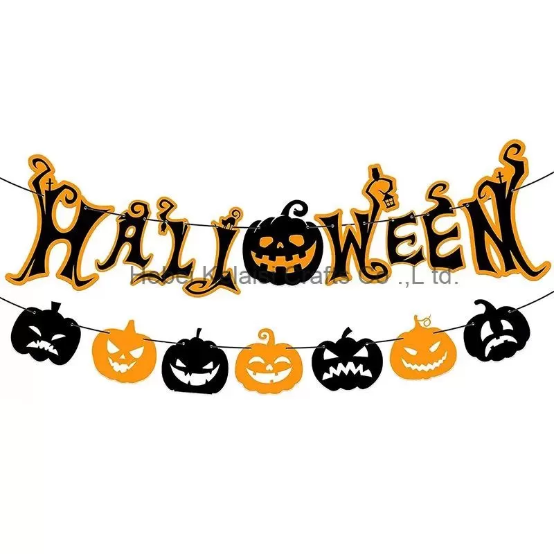 Large Halloween Banner with Pumpkin Garland