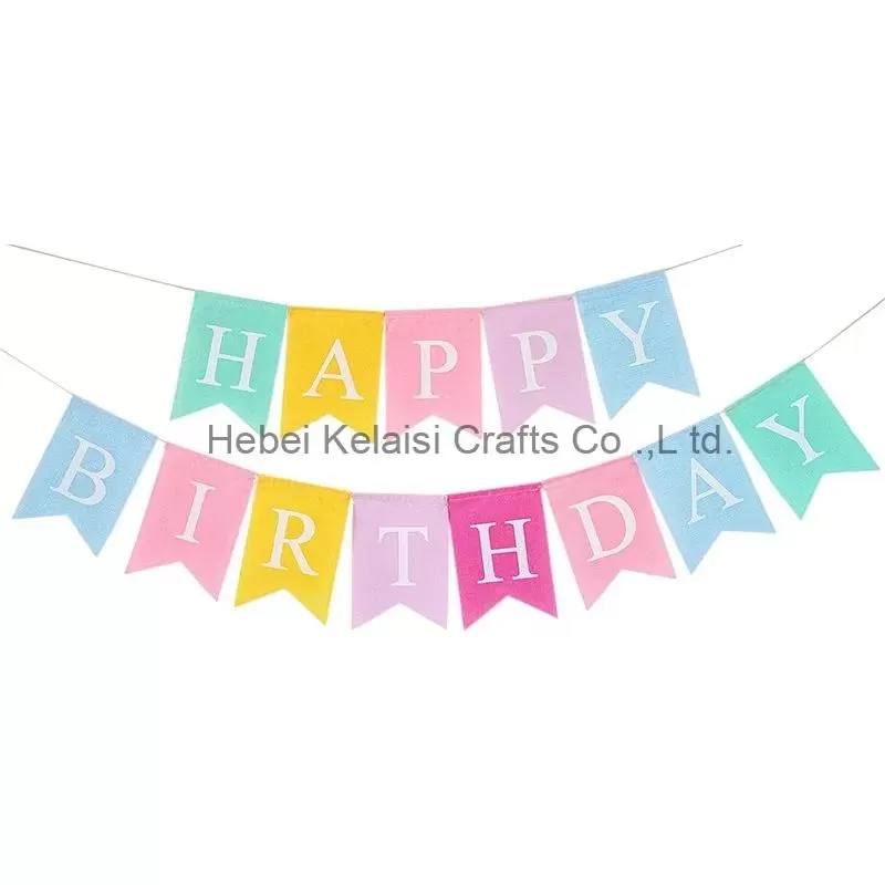 Assembled Imitated Burlap Birthday Banner