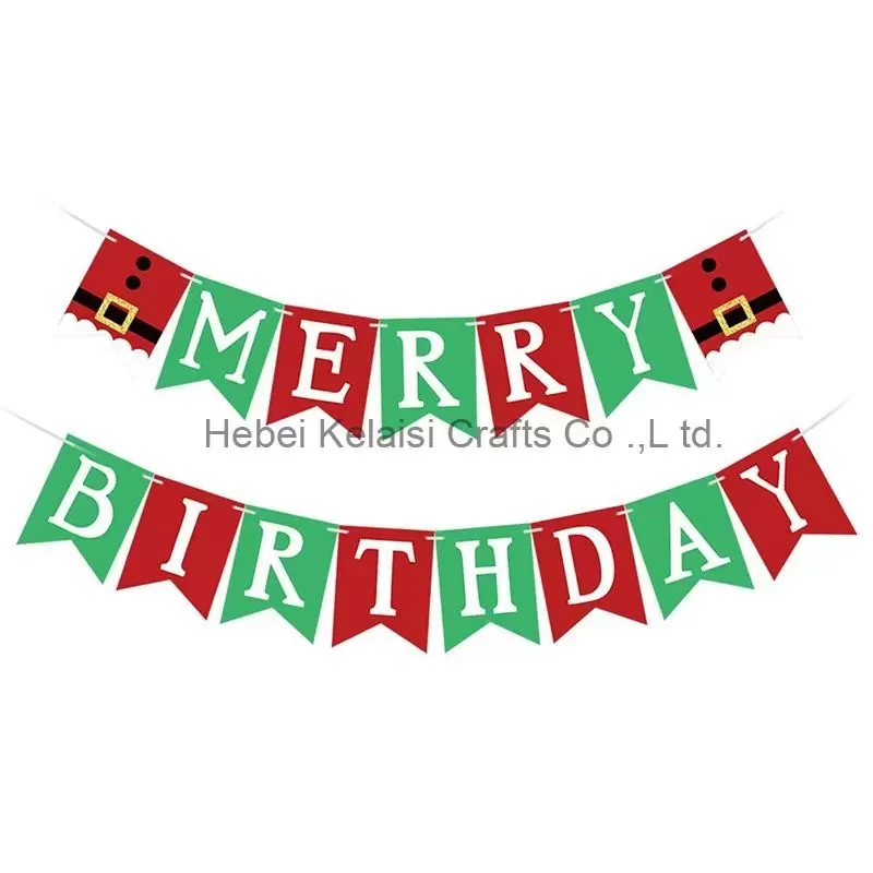 Red and Green Merry Birthday Banner