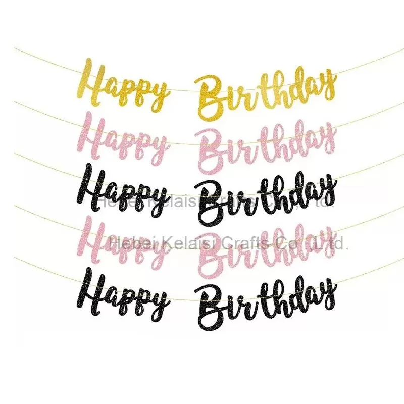 Happy Birthday Gold Glitter Banner
