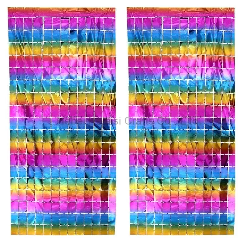 Metallic Square Shape Glossy Tinsel Foil Fringe Curtains