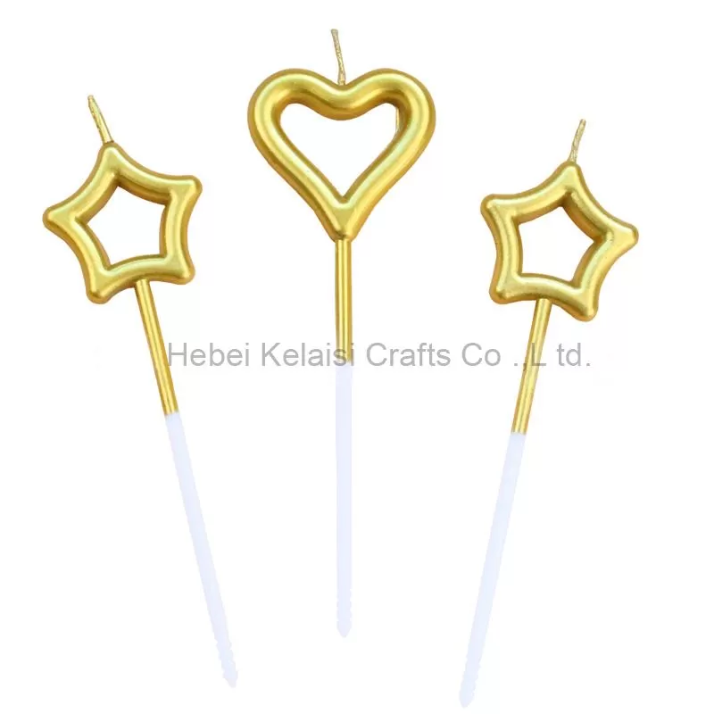 Multi-color Birthday gold plating Candle heart star shape birthday party kit