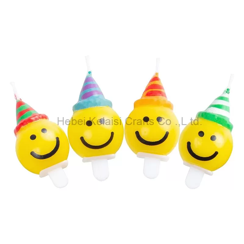 Cute 5pc smiling face pvc box funny birthday candle