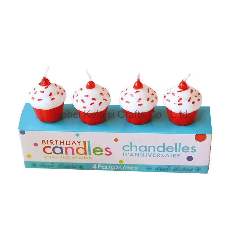 Red cupcakes decorate birthday candles