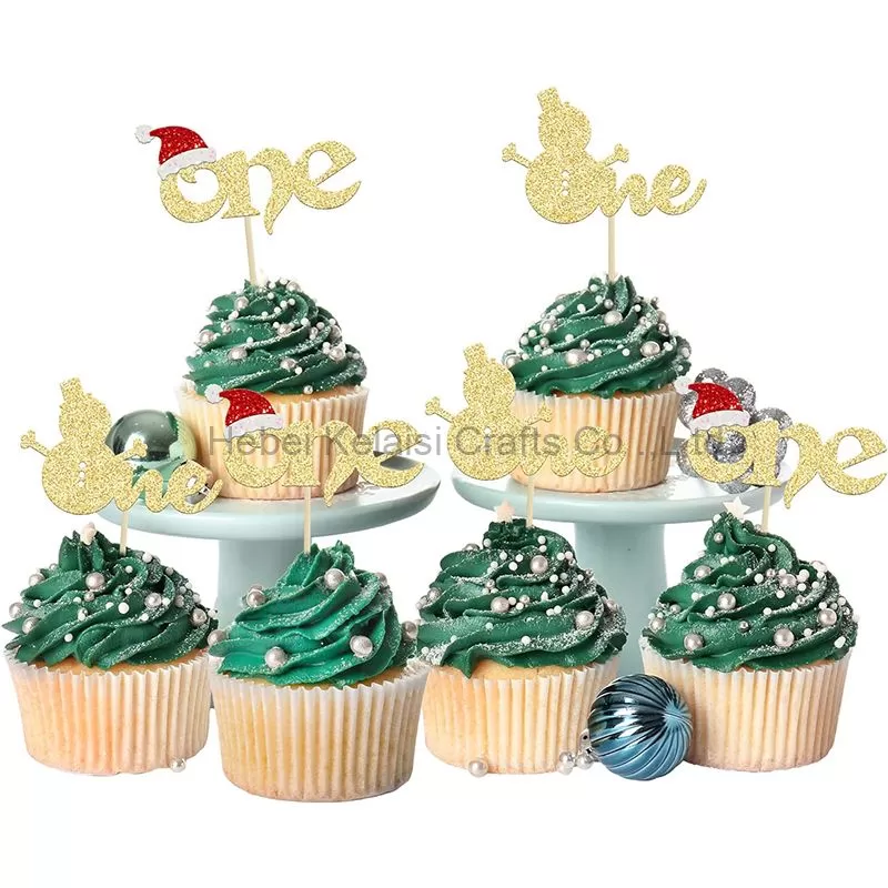 24Pcs Christmas One Cupcake Toppers