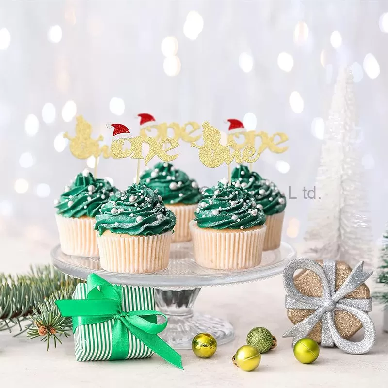 24Pcs Christmas One Cupcake Toppers