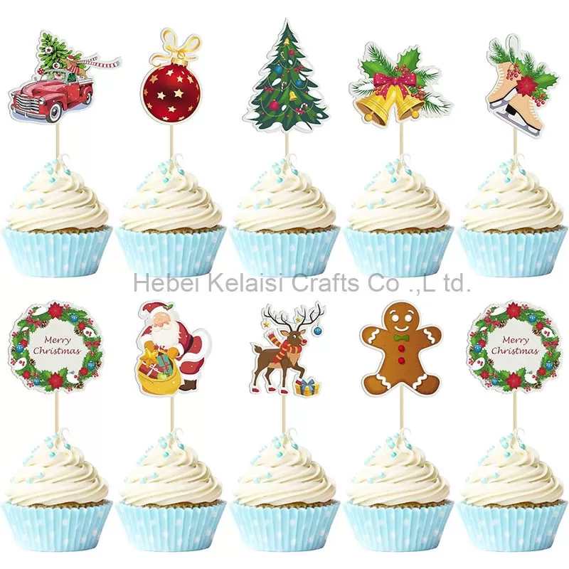 36Pcs Merry Christmas Santa Claus Cupcake Toppers