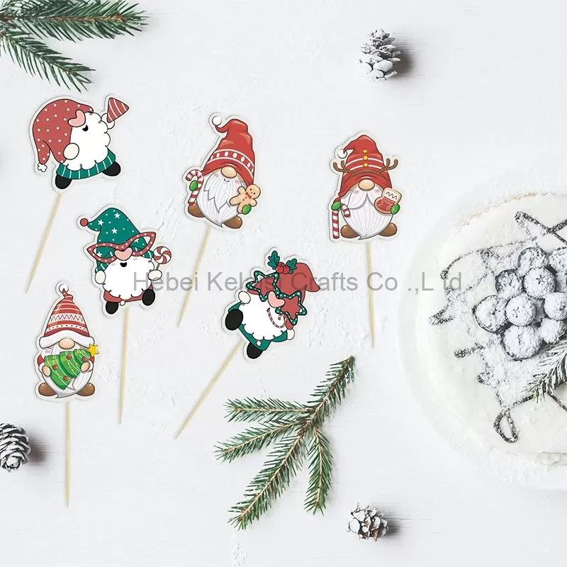 36Pcs Christmas Gnomes Santa Cupcake Toppers