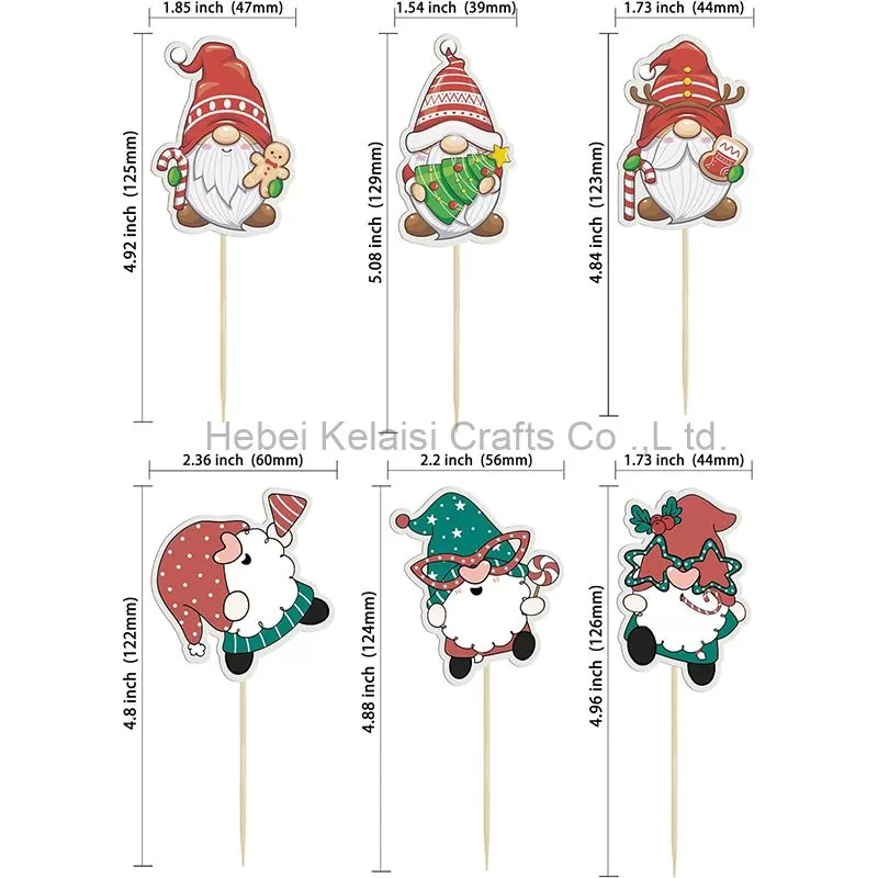 36Pcs Christmas Gnomes Santa Cupcake Toppers
