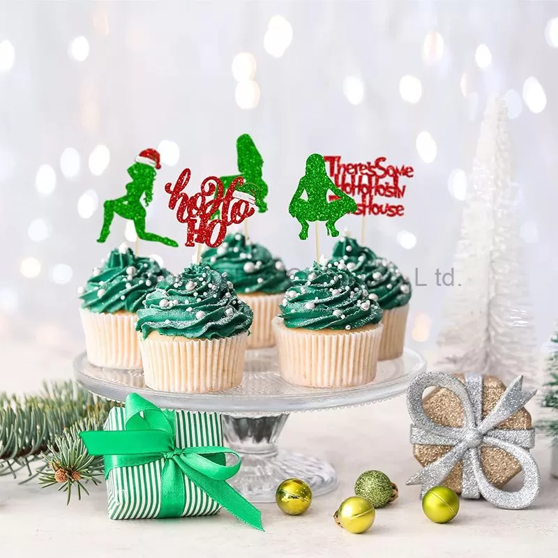 Christmas glitter cake topper