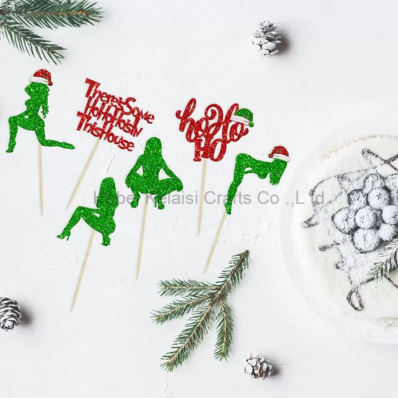 Christmas glitter cake topper