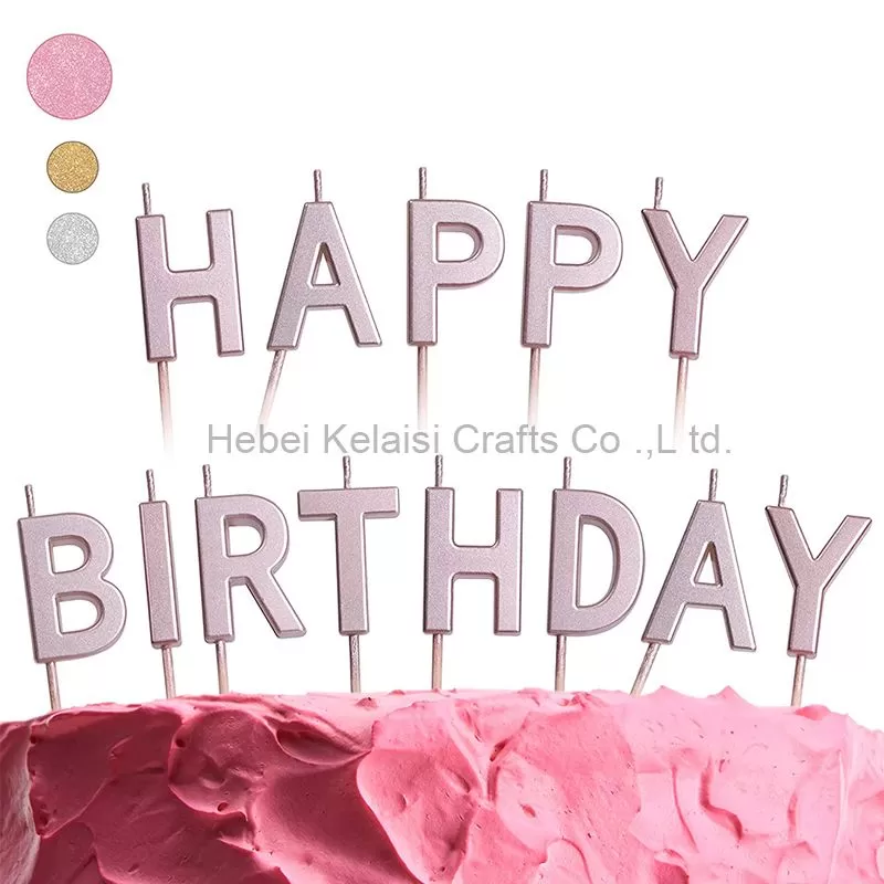 Solid gold plated colored birthday letter candles