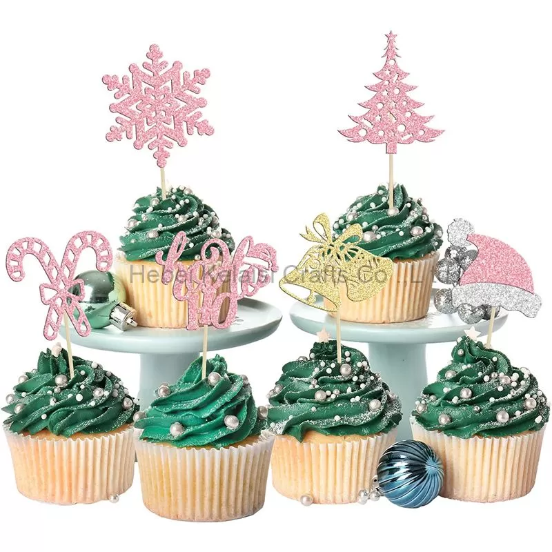 Christmas Snowflake Cupcake Decorations Toppers