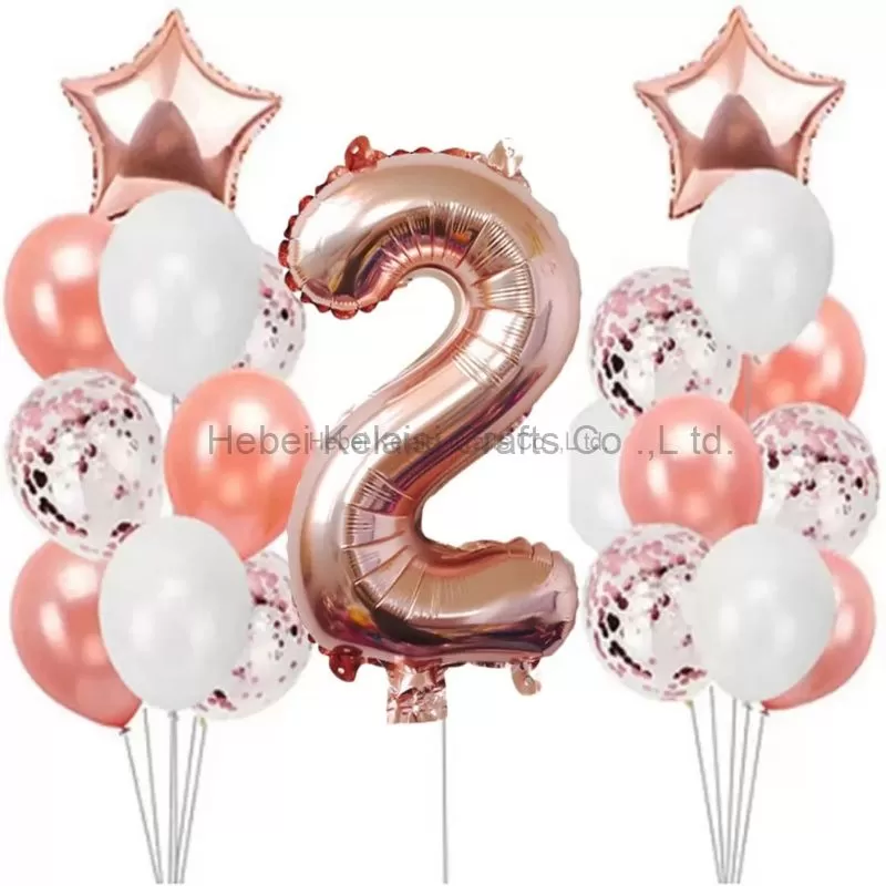 Wholesale Rose Gold Birthday Parties Decoration Supplies Scene Decoration Aluminum Wedding Baby Foil Curtains PVC Balloon Set