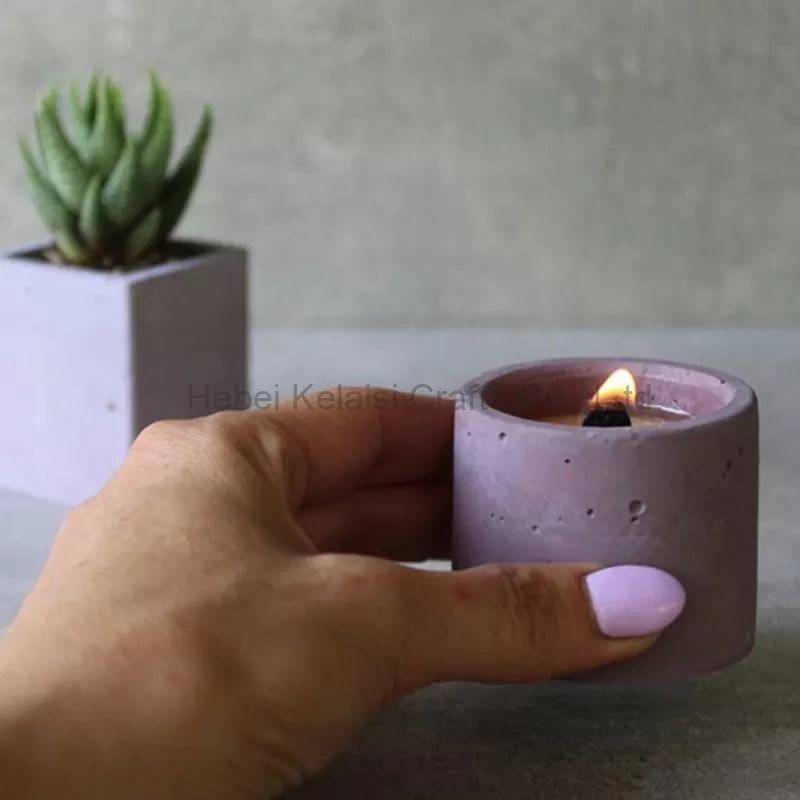 Colored concrete soy wax candle