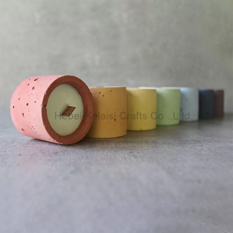Colored concrete soy wax candle