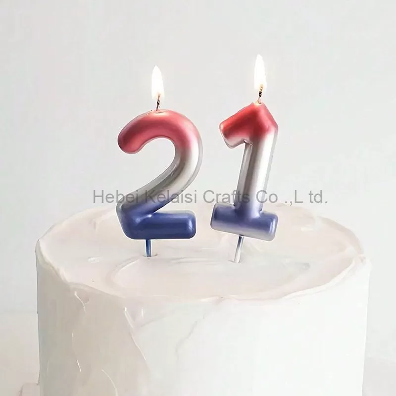three-color gradient number birthday candle