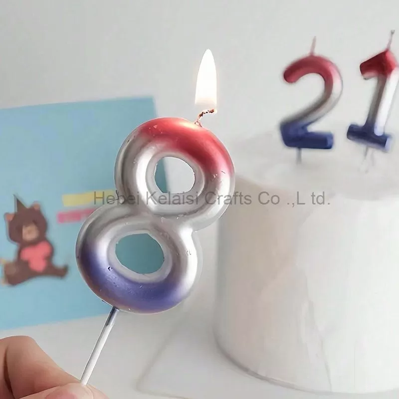 three-color gradient number birthday candle