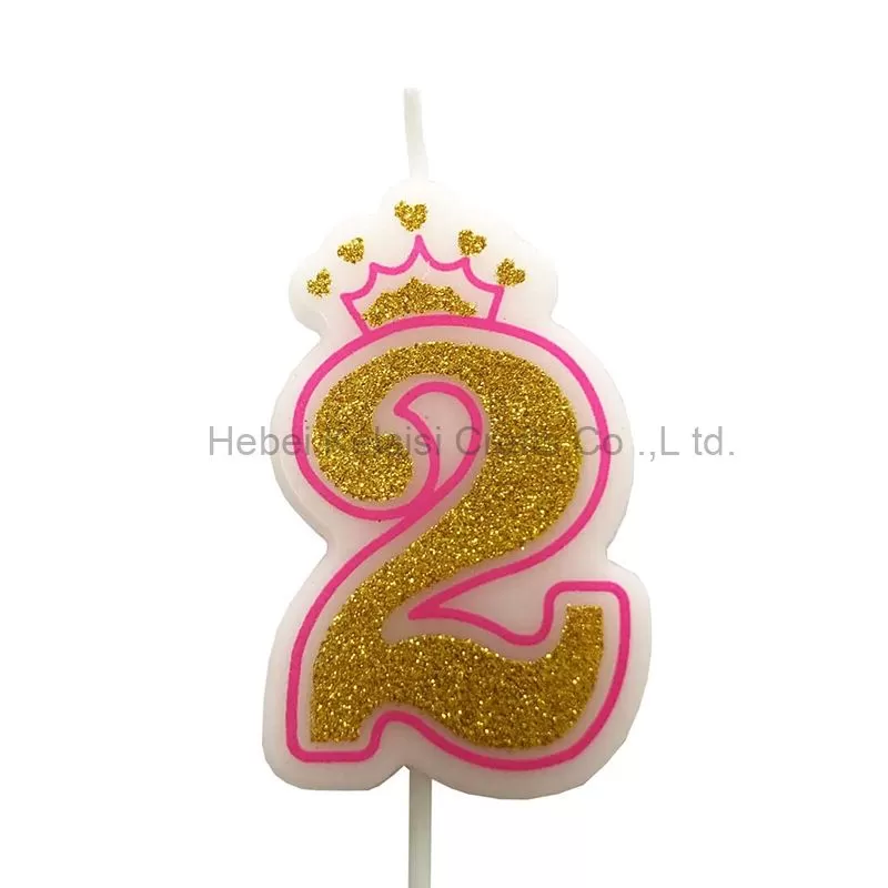 Gold Sprinkling Crown Shape Digital Birthday Party Cake Candle