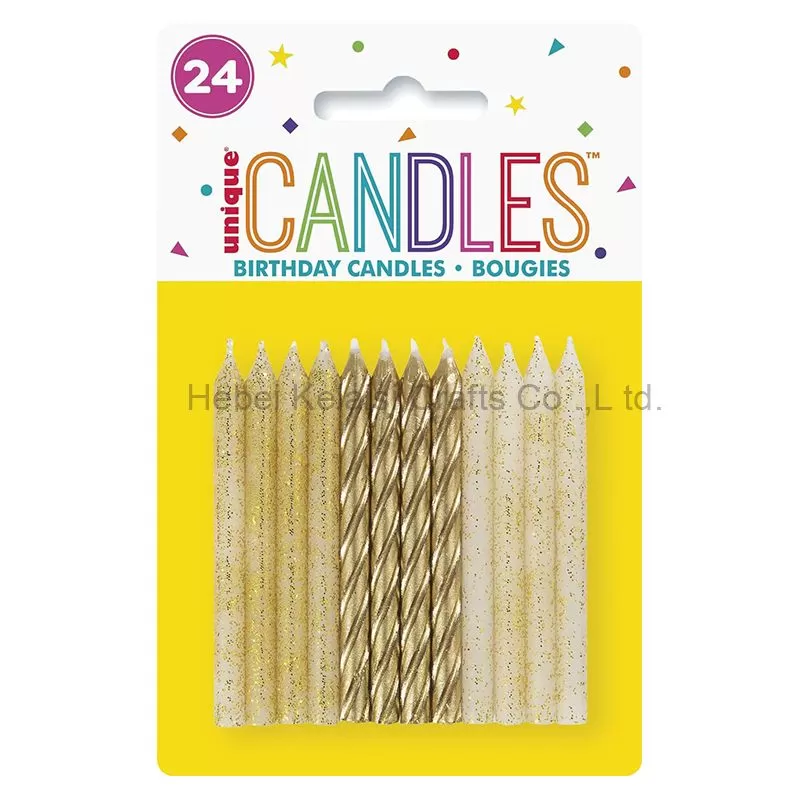 Creative Converting Glitter gold spiral birthday candles