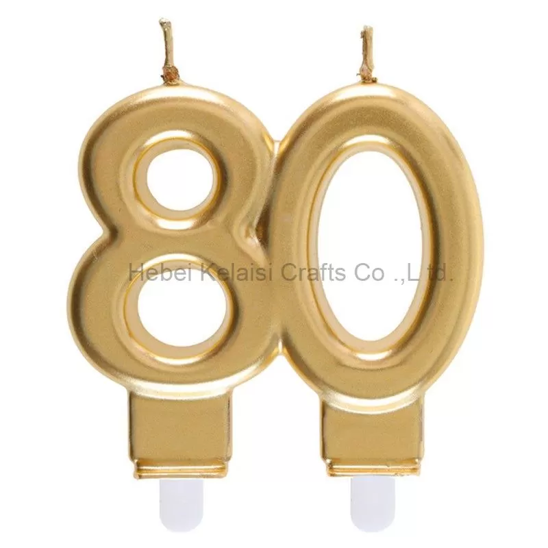 Golden Silver Metallic Color Double Number Birthday Candle