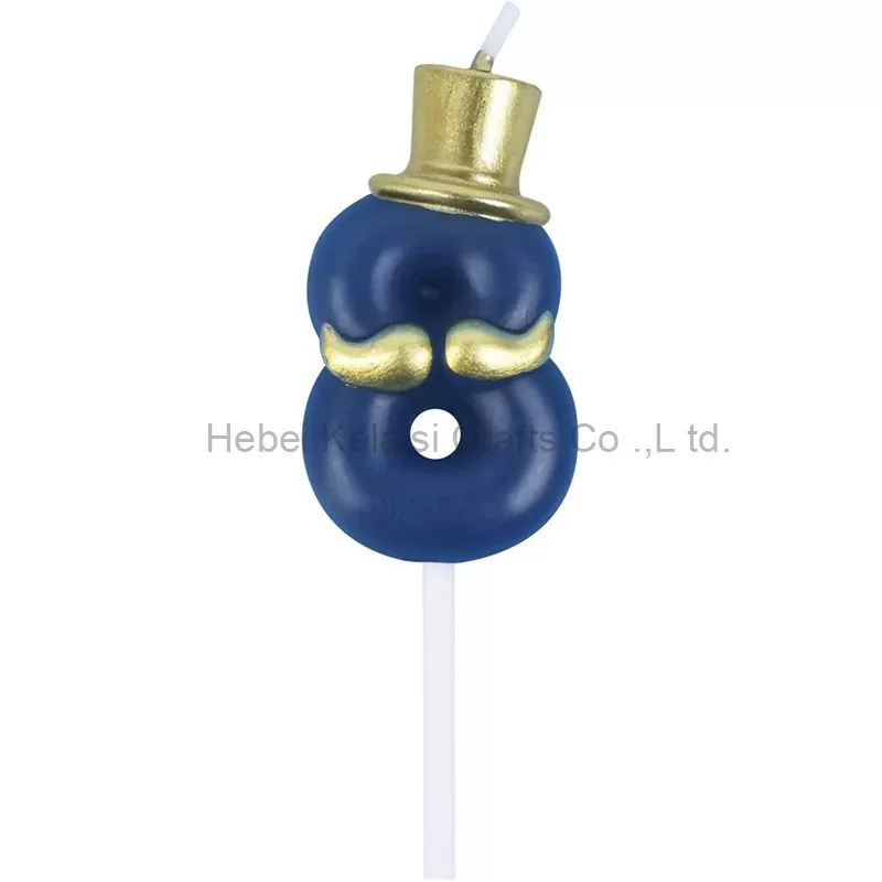 Blue Beard Top Hat Number Candles