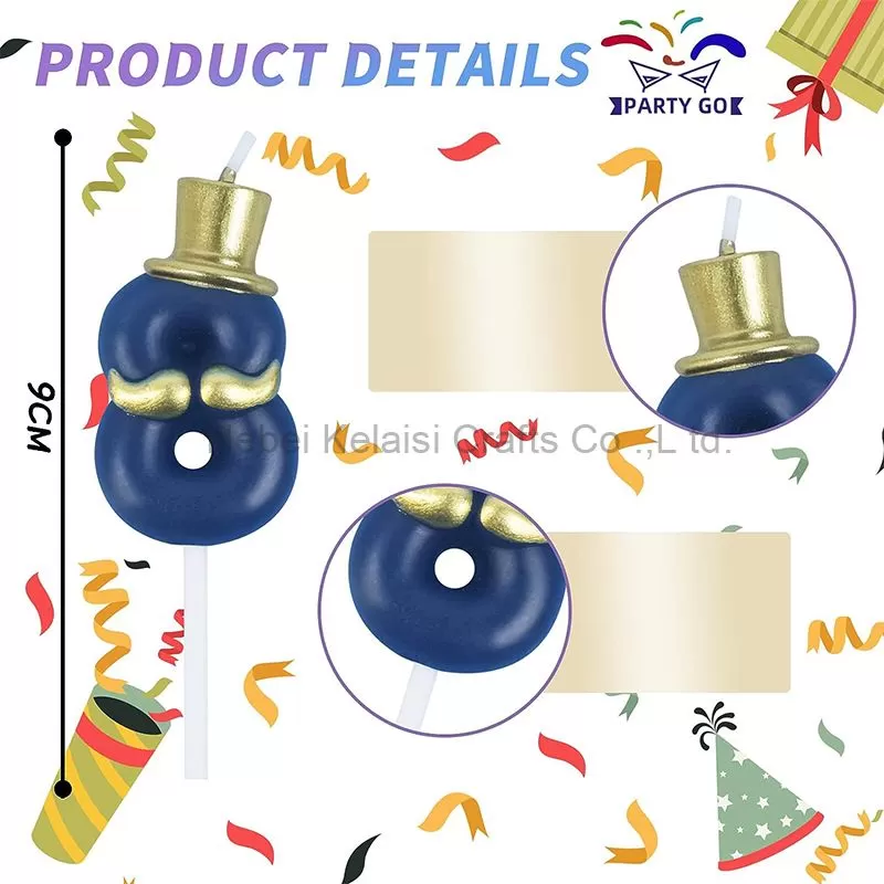 Blue Beard Top Hat Number Candles