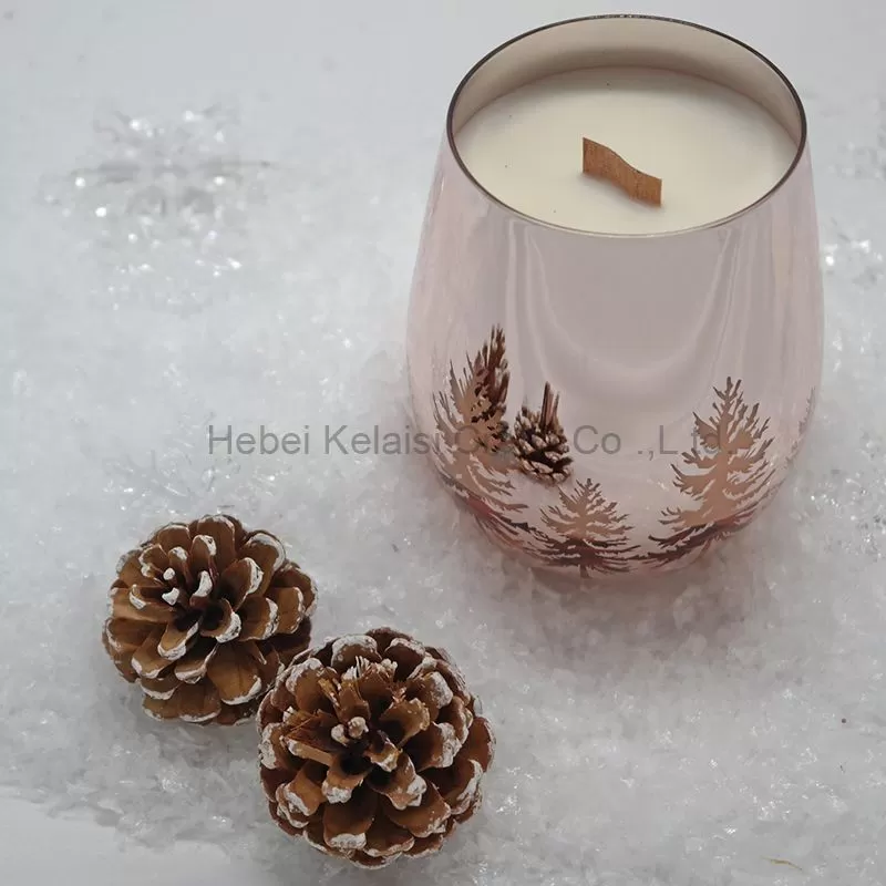 Custom Egg Shaped Christmas Glass Candle