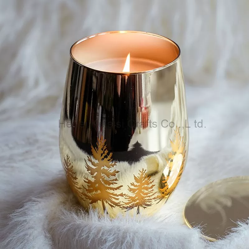 Custom Egg Shaped Christmas Glass Candle