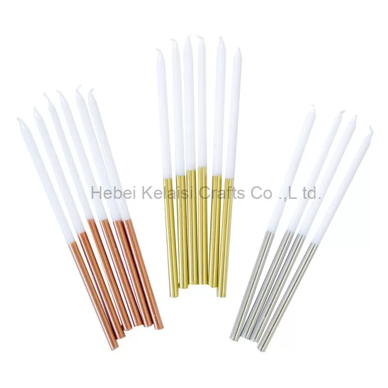 Tall Dipped Metallic Birthday Party Candles