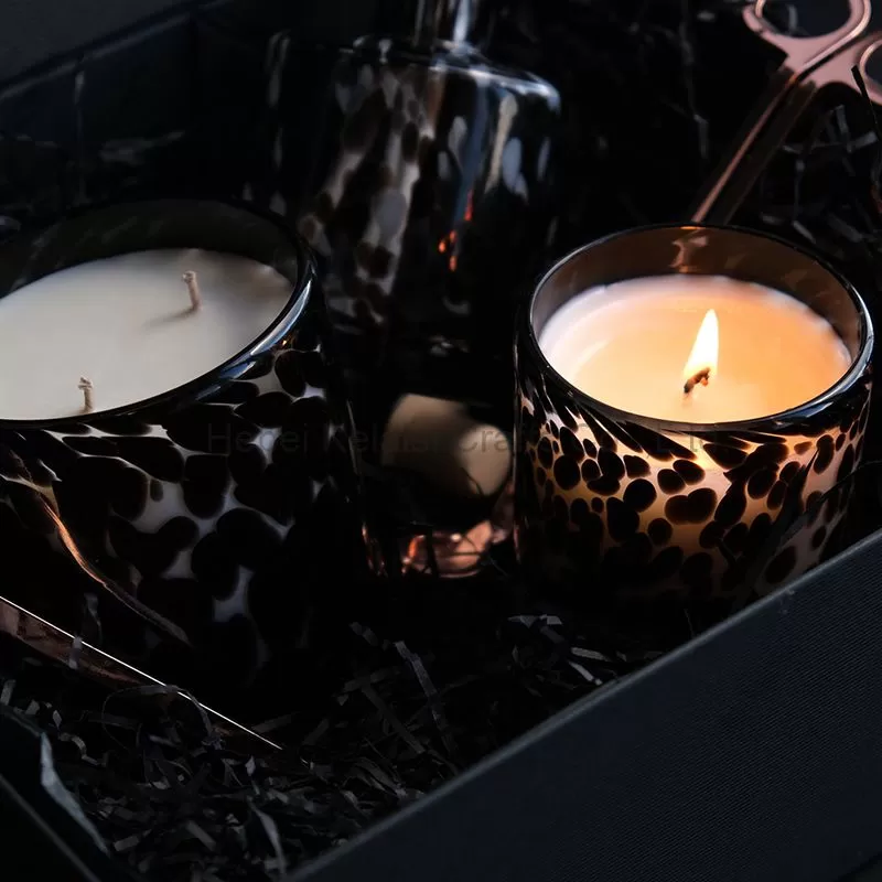 Leopard Design Glass Jar Vegan Soy Scented candles