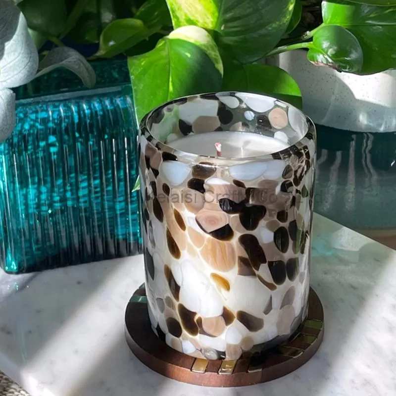 Luxury speckled glass jar scented candle for gift set