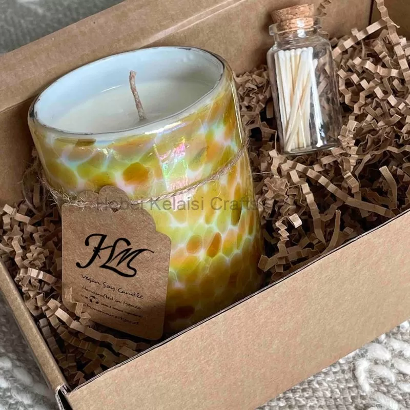 Luxury speckled glass jar scented candle for gift set