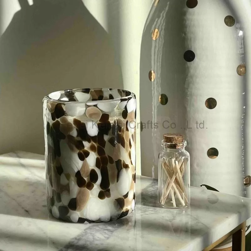 Luxury speckled glass jar scented candle for gift set