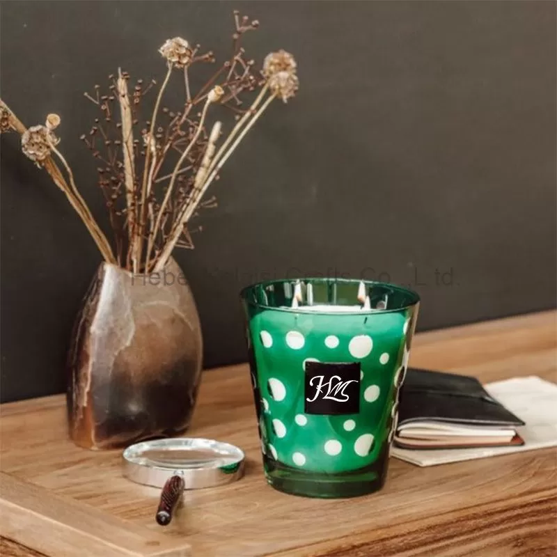 Customized Green Bubbles Glass Candle