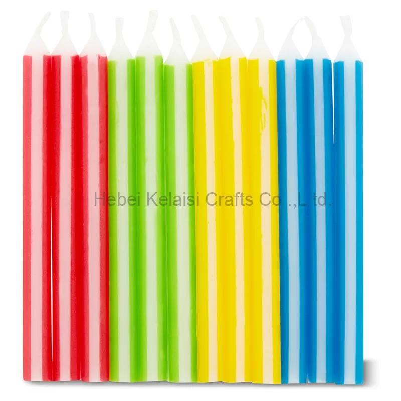 Colorful vertical striped birthday candles