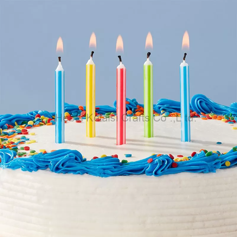 Colorful vertical striped birthday candles