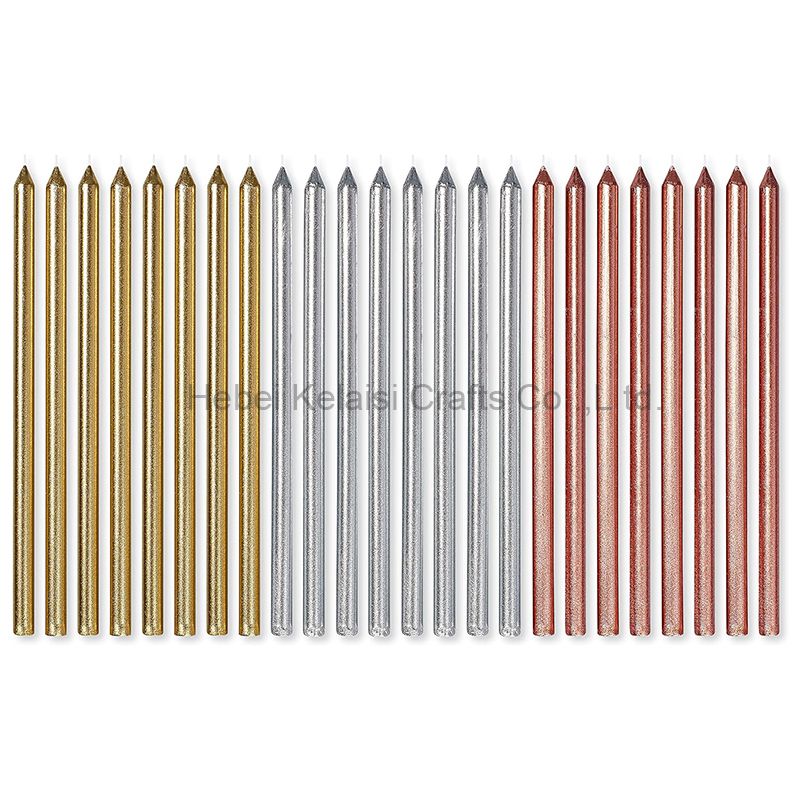 Metallochrome birthday cake decoration slender pencil candle