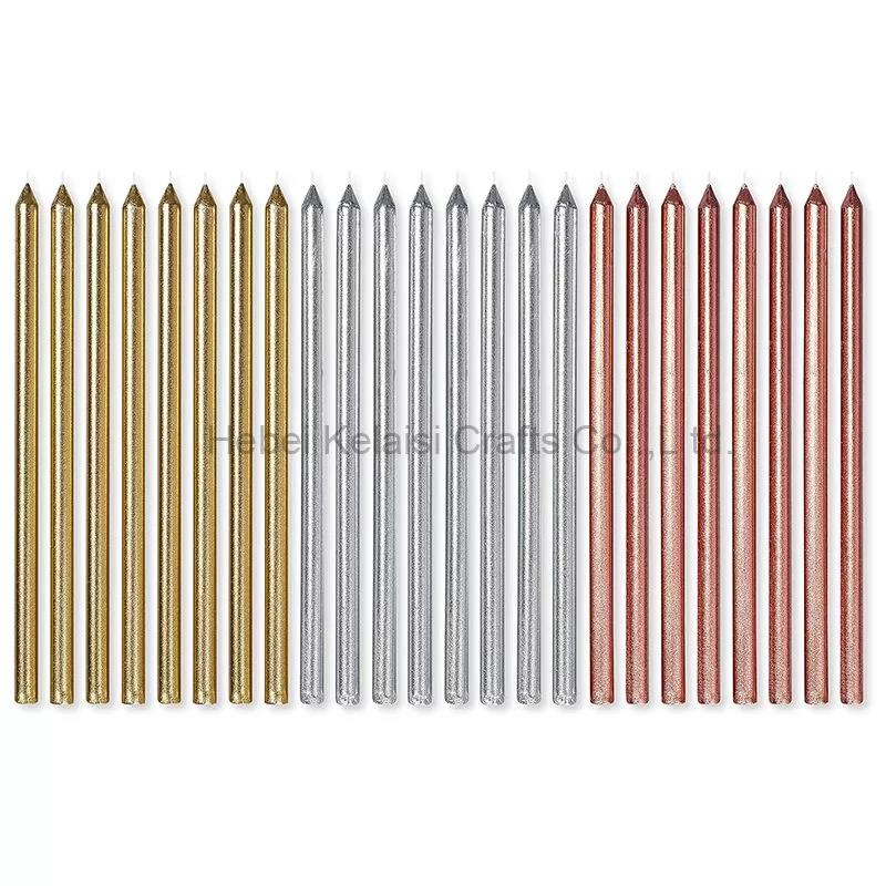 Metallochrome birthday cake decoration slender pencil candle