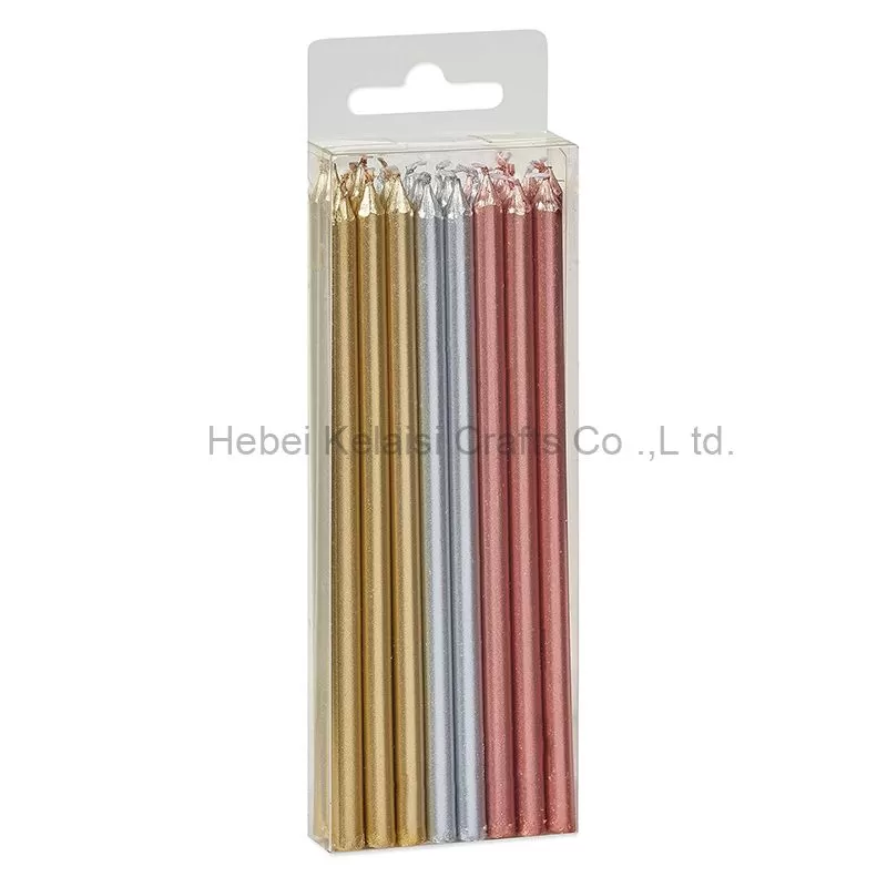 Metallochrome birthday cake decoration slender pencil candle