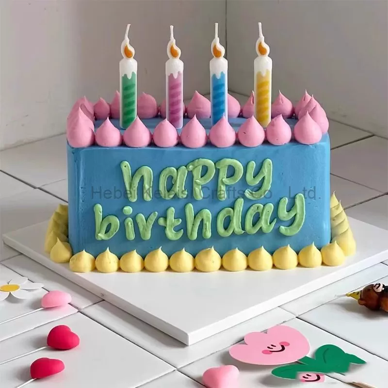 Birthday cartoon cake candle that mimics birthday thread candles